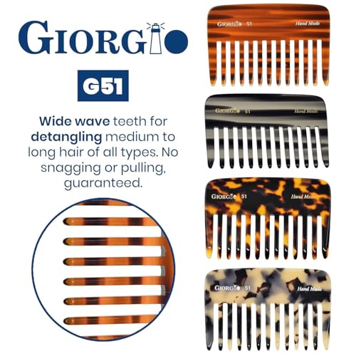 Giorgio G51 Graphite Wide Tooth Comb 3 Pack for Curly Hair