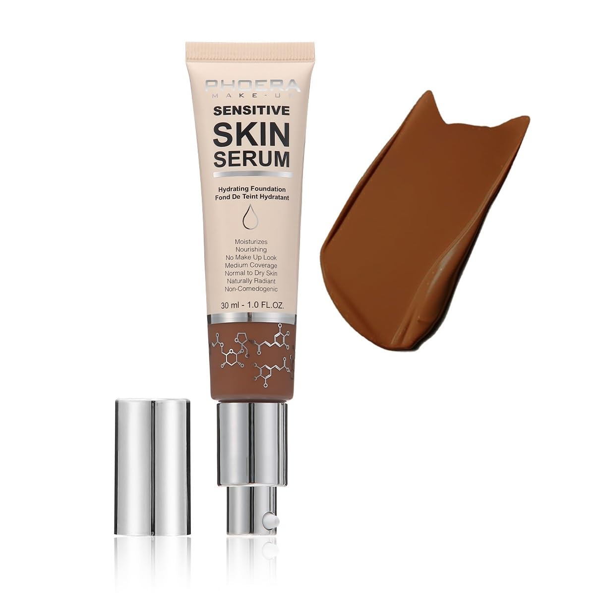 PHOERA Hydrating Serum Foundation - Flawless Full Coverage Makeup | N05 Tan, Hypoallergenic Formula