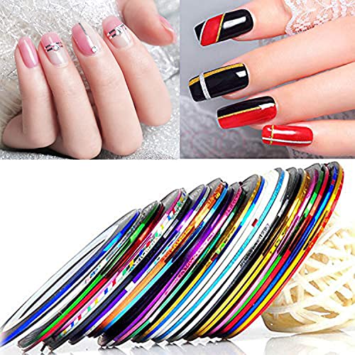 30 Colors Nail Striping Tape Line with Dispensers - Nail Art Decoration Kit