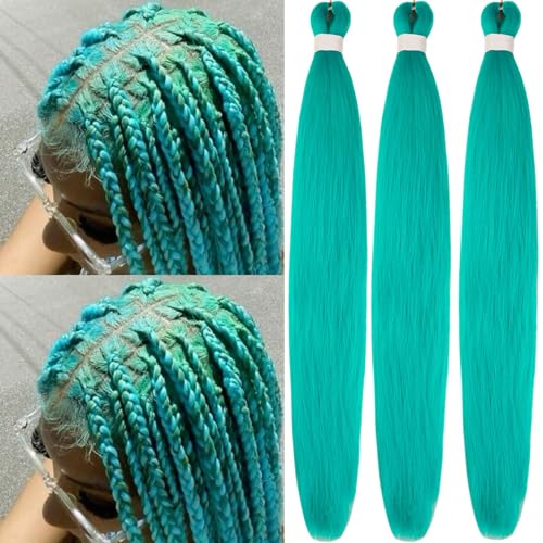 Teal Pre-Stretched Braiding Hair Extensions - 26 Inch, Pack of 3