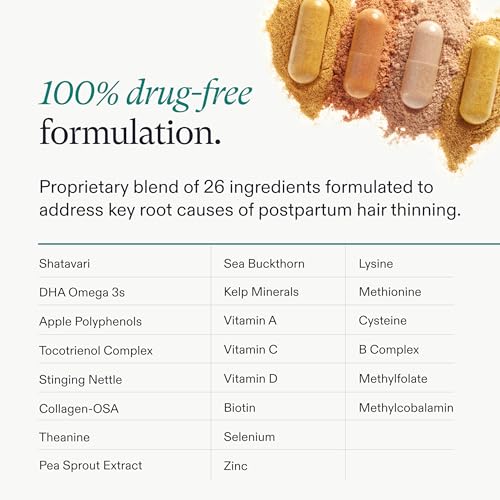 Nutrafol Postpartum Hair Growth Supplements, Clinically Tested for Visibly Thicker Hair and Less Shedding, Breastfeeding-friendly