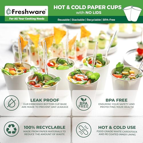 Freshware 12 oz Disposable Paper Coffee Cups - 100 Pack