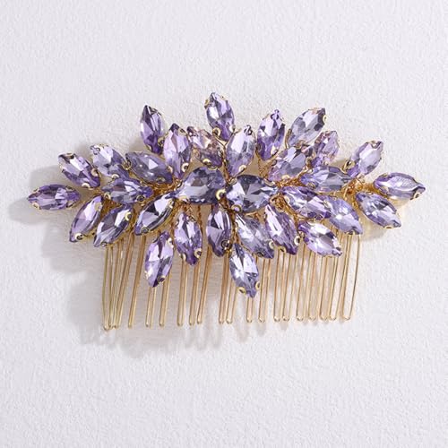 Floral Crystal Rhinestone Hair Comb for Weddings and Formal Occasions