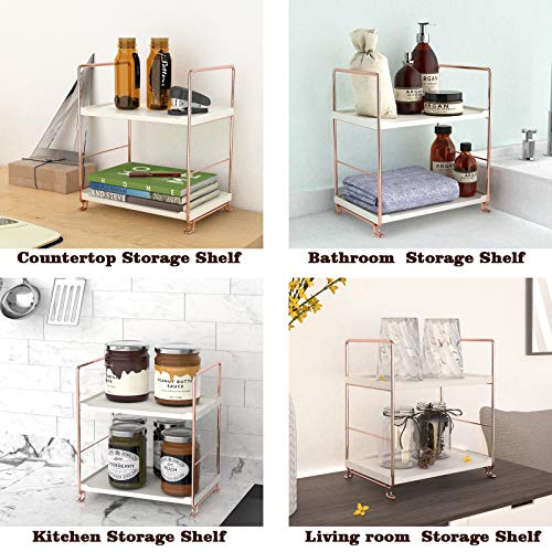 2-Tier Stackable Organizer Shelf - Rose Gold Countertop Storage Rack