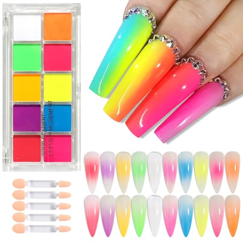 Fcozpjk Neon Pigment Powder Set - 10 Colors for Nail Art