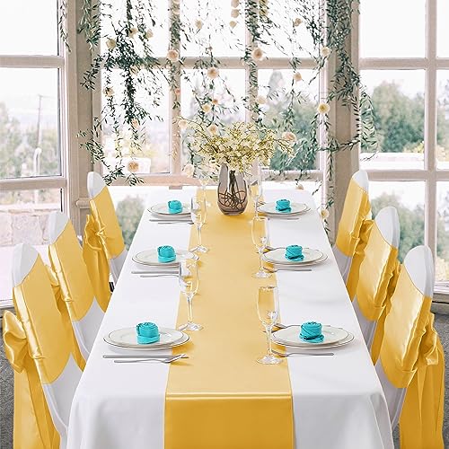 Luxury Gold Satin Table Runners - 6 Pack, 12 x 108 Inch