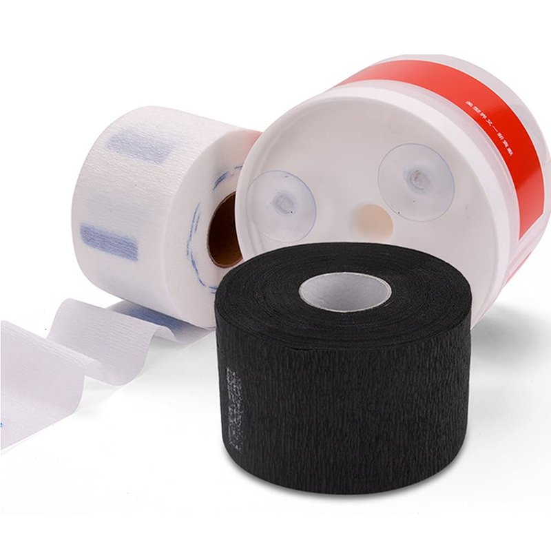 2 Rolls Barber Neck Strips Disposable Strentchy Paper Neck Bands Hairdressing Stretchy Wrap Barber Accessories for Salon Haircutting Styling (Black)