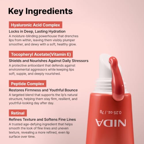 NIDA Retinal Glowy Lip Serum - Hydrating & Plumping 0.25 oz