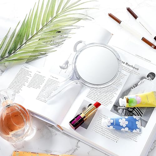 Jetec 12 Pcs Double-Sided Handheld Mirror, 1X/2X Magnifying, Clear Frame, Travel Gift