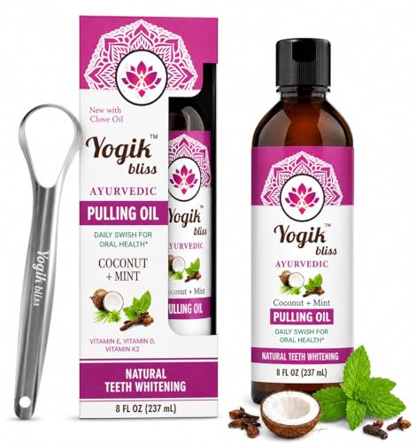 Yogik Bliss Coconut Mint Oil Pulling Mouthwash – Ayurvedic Oral Care with Vitamins D3, E & K2