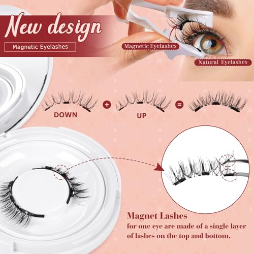 Higu clace Magnetic Eyelashes 4Pairs B06 – With Applicator, No Glue, Natural Wispy Look (4Pairs-B06)