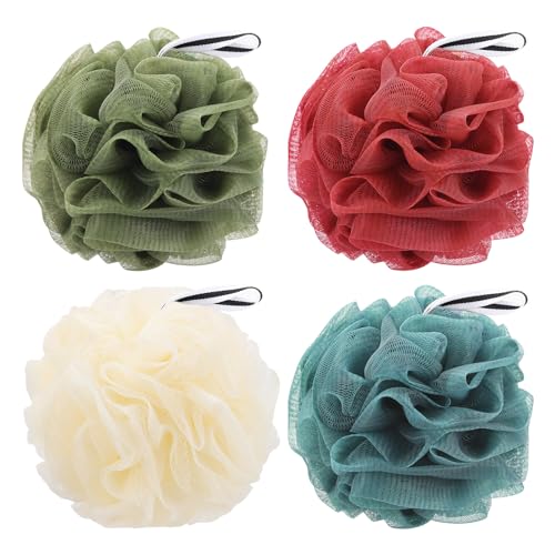 4 Pack Bath Loofah Sponges - Mesh Body Scrubber & Exfoliator