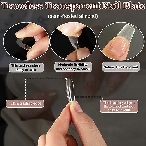 FEBSNOW 600pcs Clear Coffin Nail Tips - Full Cover Acrylic Press On