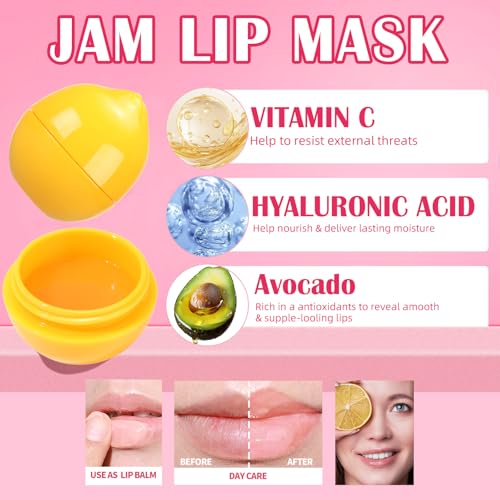 8 PCS Bee Fruit Lip Balm & Mask Set for Teens - Natural Moisturizing
