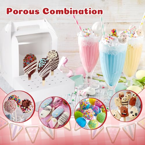 Portable Cake Pop Holder Boxes - 4 Pcs Clear Window Display Containers