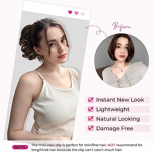 REECHO 9" Silver Grey Short Ponytail Extension - Loose Curly Claw Clip Hairpiece