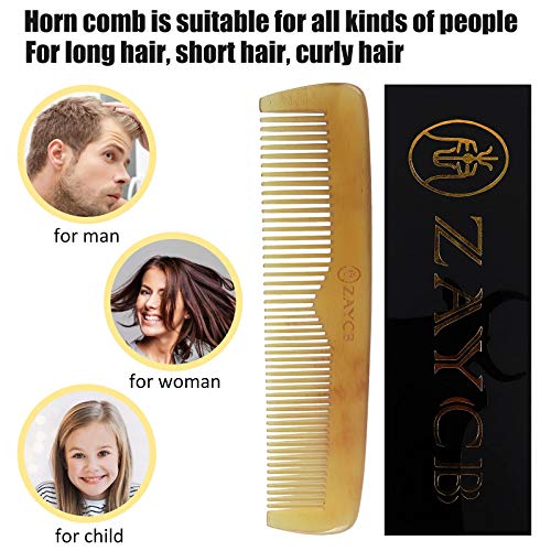 Buffalo Horn Fine Tooth Comb - Anti-Static Hair Detangler for All Hair Types