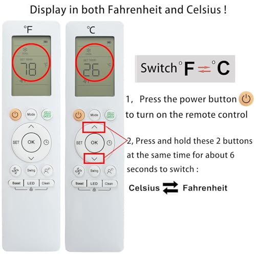 Replacement Remote Control for Midea A/C Models RG10A/RH10B