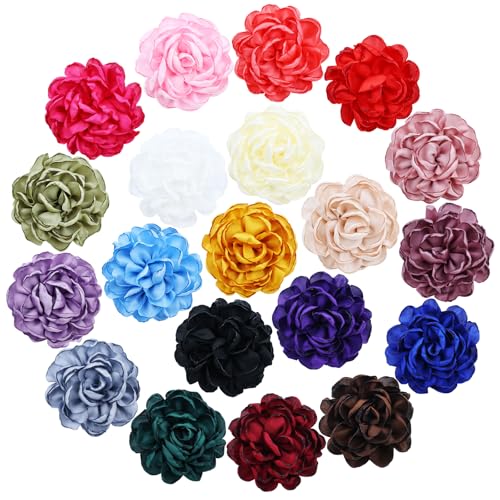 inSowni 20 Piecess Silk Satin 9cm / 3.5" Big Rose Flower Alligator