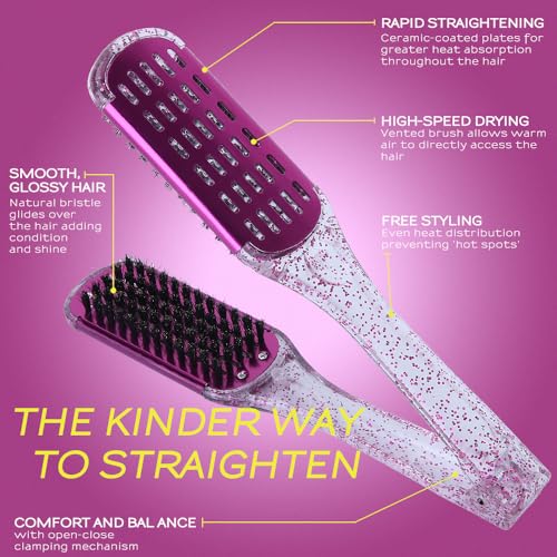 STYLANCE Double Sided Boar Bristle Clamp Hair Straightening Brush Set