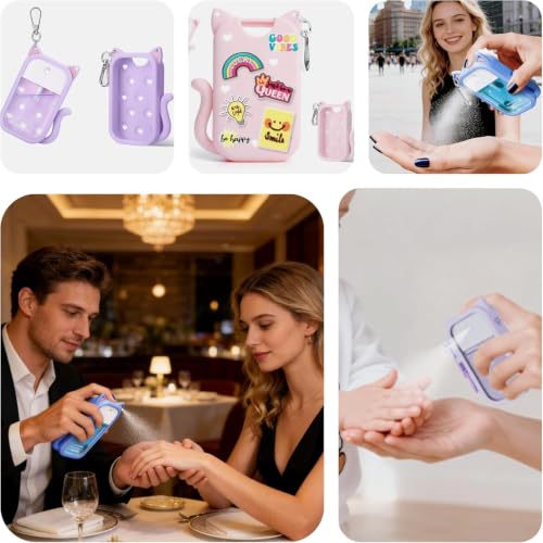 Purple Touchland 1 Oz Hand Sanitizer Silicone Case with Keychain & 6 Charms - Cat-Ear Design
