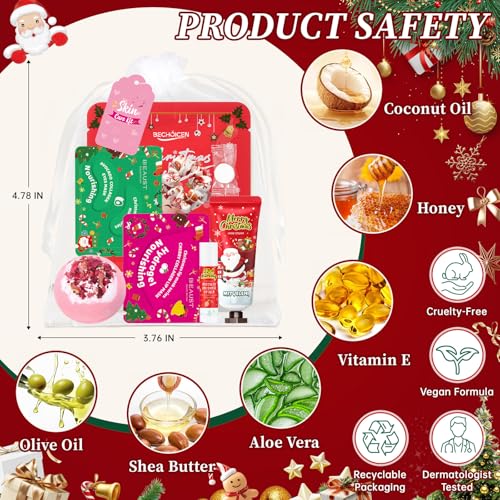 60Pcs Christmas Spa Party Supplies Set - Red Spa Day Kits
