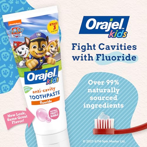 Orajel Paw Patrol Kids Fluoride Toothpaste 4-Pack, Fruity Flavor