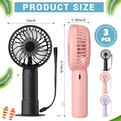 Tujoe Mini Handheld Fan Set - 3 Speed, Rechargeable, Portable