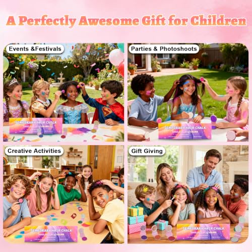 HULYHDP 10-Color Washable Temporary Hair Chalk for Kids & Adults, Safe & Non-Toxic, Perfect for Parties & Cosplay
