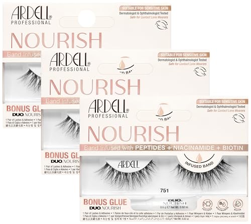 Ardell Nourish Lashes 751 - 3 Pairs of Natural Wispy Strip Lashes with Biotin & Peptides