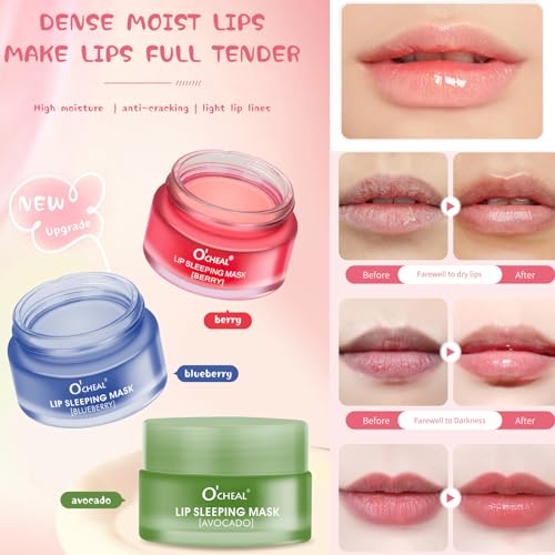 MEICOLY Berry Lip Sleeping Mask - Hydrating Overnight Lip Treatment, Nourishing Lip Balm for Dry Chapped Lips, 0.7oz