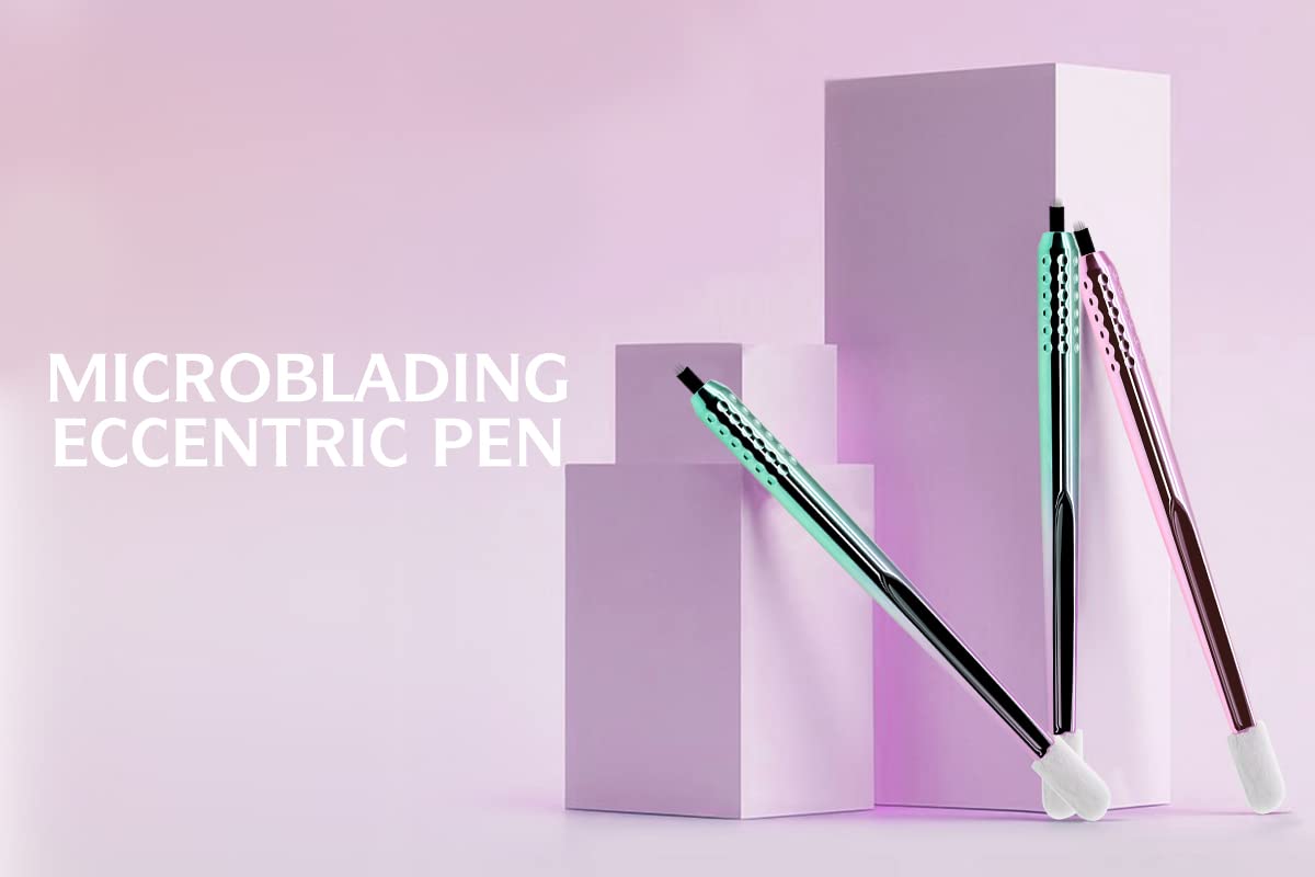 PACK OF 10 - Mellie Microblading Disposable Microblading Pen with Pigment Sponge Disposable Tool For Creating Eyebrows Microblading Supplies (Rainbow, U18 .18mm)