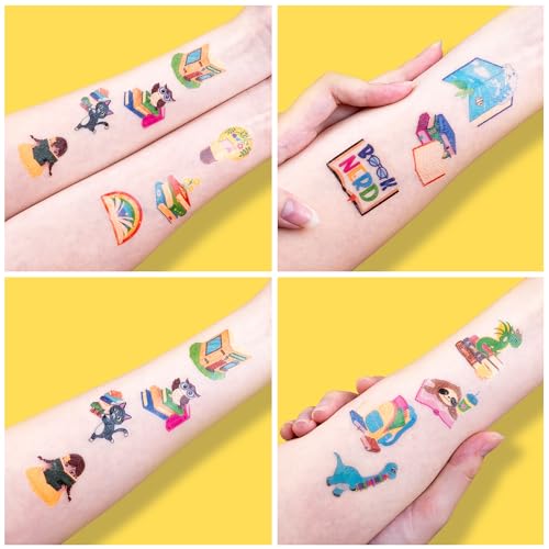 120 PCS Reading Themed Temporary Tattoos for Kids - 91TATTOOS, 120 PCS Book Tattoos