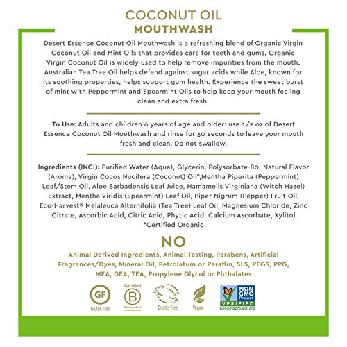 Desert Essence Coconut Oil Mouthwash - Alcohol & Sugar-Free, 16 fl oz