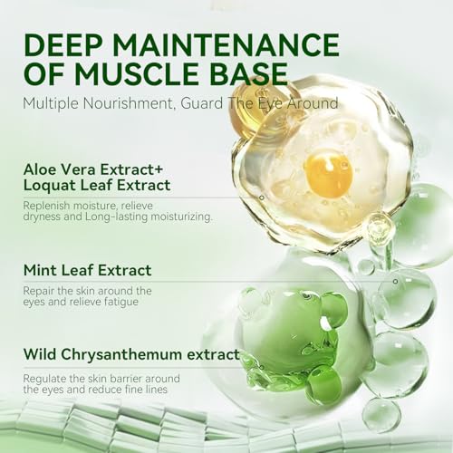 BREYLEE Green Aloe Vera Eye Masks - 60 Pcs for Dark Circles & Wrinkles