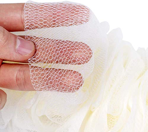 Arswin 3-Pack White Long Handle Back Scrubber for Shower Exfoliating Loofah Body Brush