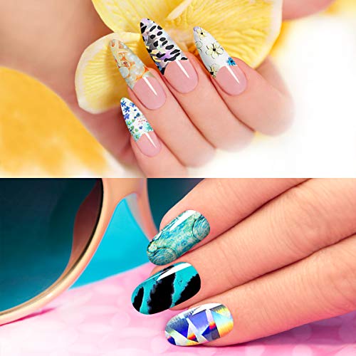 Duufin Metal Nail Foils Transfer Stickers 300 Sheets Laser Flower Designs