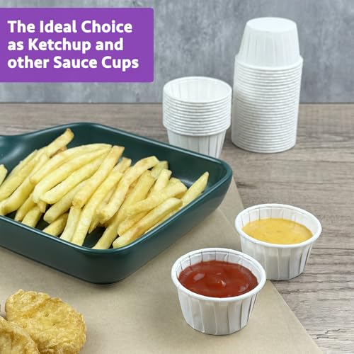 1 oz Paper Condiment Cups - 300 Pcs Leak-Proof Disposable Cups