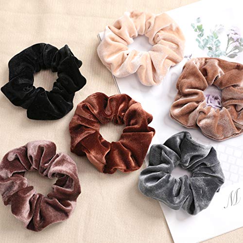 IVARYSS Velvet Scrunchies for Women - 12 Dark Colors Thick Elastic Hair Bands