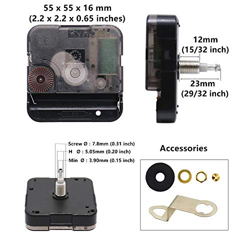 High Torque Quartz Clock Mechanism Replacement with 8.15" Hands