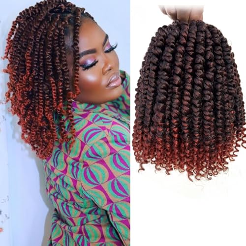 WSTAR 8 Inch Pre-Twisted Passion Twist Crochet Hair - 8 Packs Coppery Red