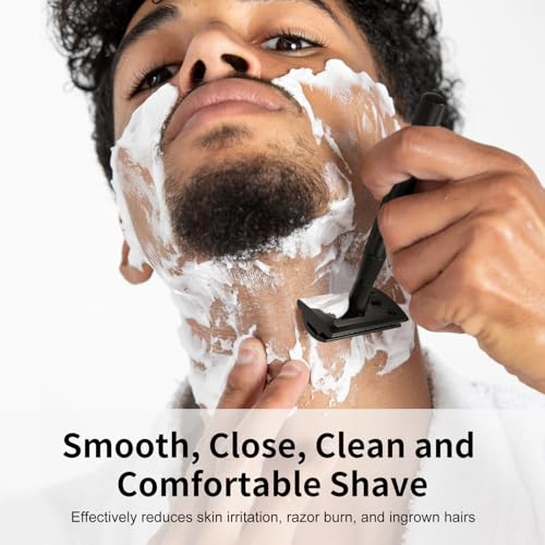 THURLADY Safety Razor - Matte Black Metal Reusable Razor with 10 Blades