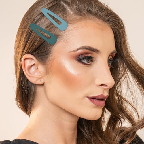 Motroce 4 Pack Blue Large 3.5in Matte Acrylic Snap Hair Clips for Women & Girls - 9 cm