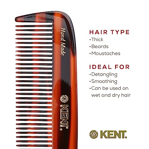 Kent Tortoiseshell Wide Tooth Detangling Comb for Thick & Curly Hair - Handmade, 1 Pack