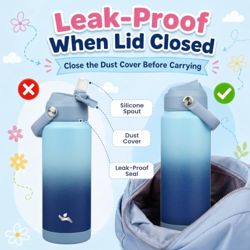 Konokyo 24 oz Insulated Stainless Steel Sports Water Bottle with Straw Lid - BPA-Free & Leak-Proof