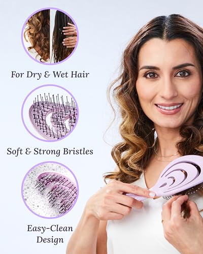 Keranique Detangling Hair Brush - Flexible Scalp Massaging Paddle Brush