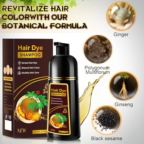Dark Brown Hair Dye Shampoo 3-in-1 for Gray Coverage - ZIXSIRP