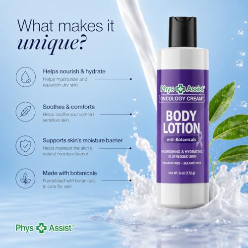 PhysAssist Oncology Body Lotion - Hydrating Botanical Moisturizer 6 oz