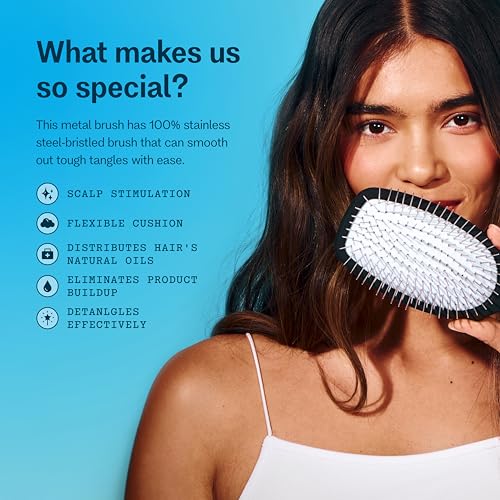 Gimme Beauty Metal Bristle Brush – Stainless Steel Hair Brush for Detangling & Scalp Stimulation