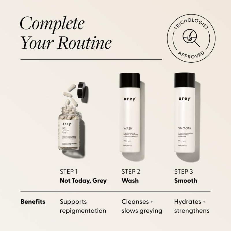 Arey Wash Shampoo for Women & Men - Delay Aging Grey Hair, Promote Healthier Strands | Vegan & Cruelty-Free (8.45 Fl Oz)